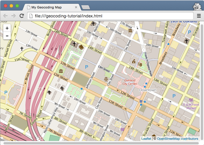 Leaflet canvas map with controls and attribution