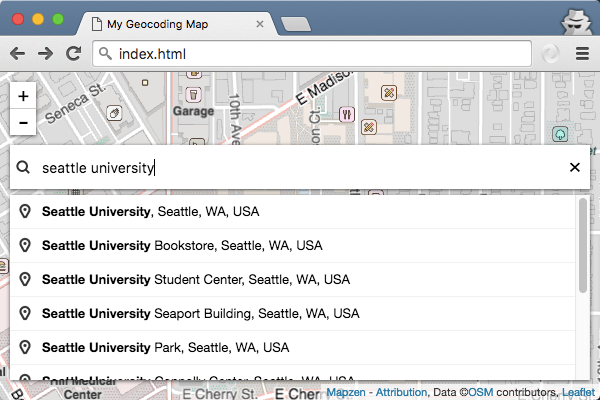 Entering an address to find on the map