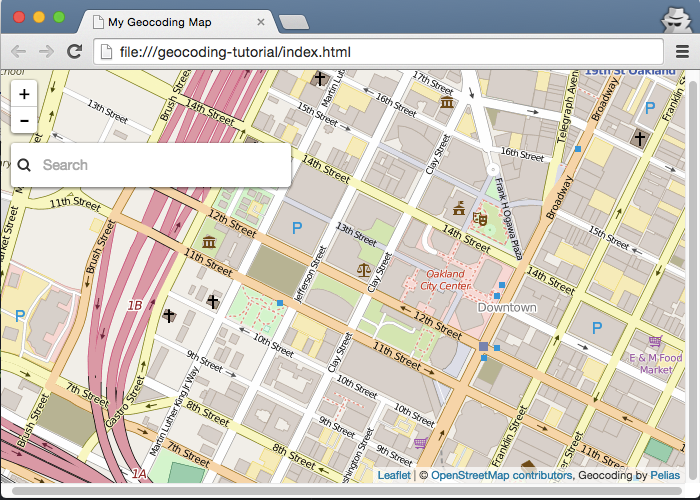 Expanded Search box on the map canvas